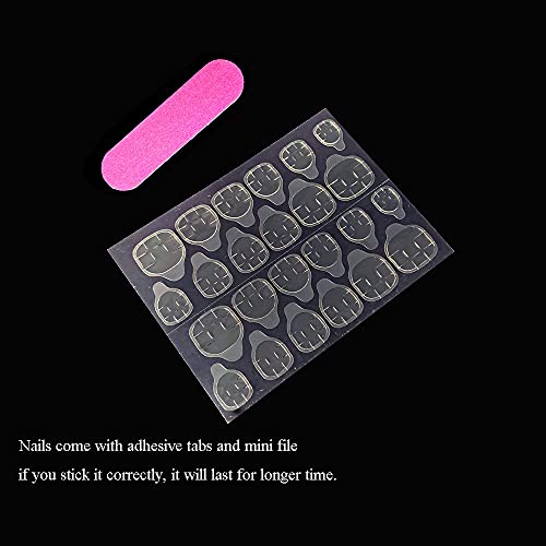 Marble Designed Fake Nails Short Squoval Flowing Lava Glossy Gel Acrylic Press On Tips Artificial Nails For Finger Women Girls Manicure Nail Art #TOP5