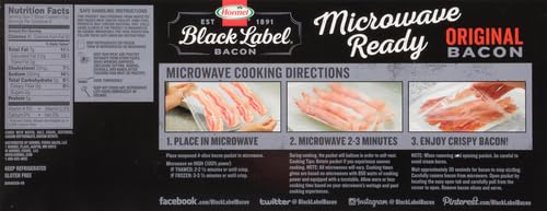 HORMEL BLACK LABEL Bacon Thick Cut - Microwave Bacon Ready to Serve, Cooked Crispy & Gluten-Free Slices, 12 oz