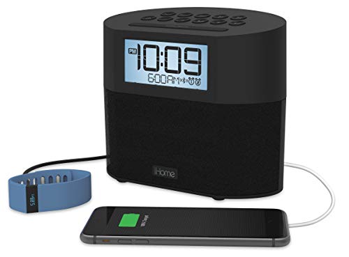 iHome iBT231 Bluetooth Dual Alarm FM Clock Radio with Speakerphone and Dual USB Charging