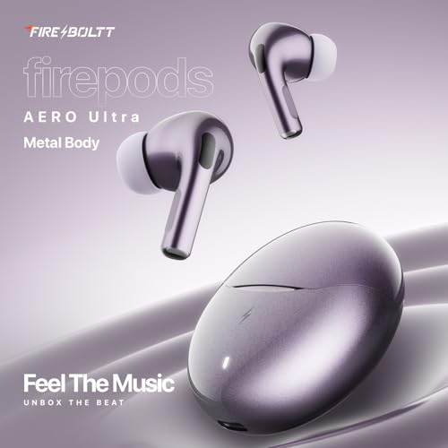 Image of Fire-Boltt Aero TWS Earbuds Custom EQ, Wireless Bluetooth 5.4, Music & App Support, 50H Playtime, Fast Charging Case, 50ms Low Latency for Gaming, Touch Controls, IPX4 Waterproof, Clear Calls - Lilac