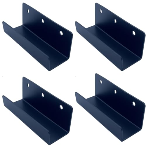 Image of 4 PCS Black Steel Wall Tile Bracket, Ladder Hanger for Wall Mount, U Bracket, Billboard Hook, Thickness 2 mm, Slot Width 38mm