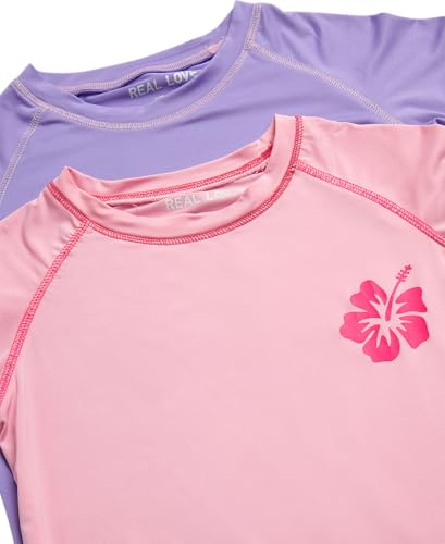Image of Real Love Toddler Girls Rash Guard - 2 Pack Quick Dry Sun Protection Swim Shirt Girls Short Sleeve Rash Guard Kids (2T-16)