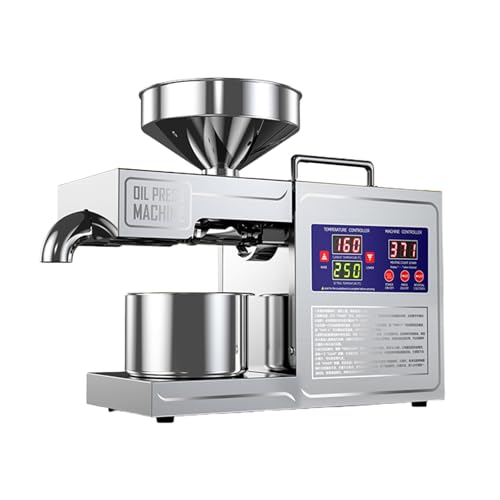 BeoyNot Frantoio Elettrico 820W, Pressa per Olio Domestica, Display Digitale Temperatura, Produzione 3-6 kg/h, Consumo 0.6 kWh, Spremitura a Freddo/Caldo
