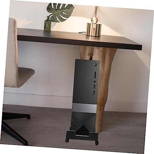 Soporte móvil para CPU Tofficu con frenos ajustable, rack para torre de computadora para escritorio, práctico soporte para chasis PC para hogar y oficina miniatura 4
