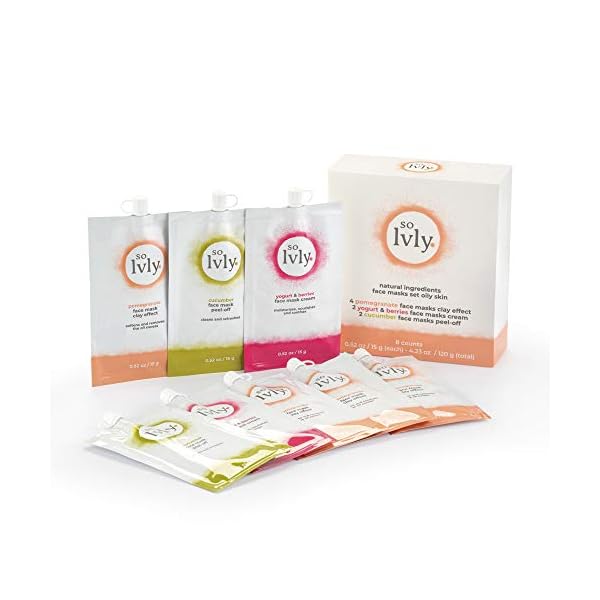 so-lvly-Skin-Care-Moisturizer-Facial-Mask-Cucumber-Yogurt-Berries-Pomegranate-052-Oz-Pack-of-8 so Lvly Pomegranate Body Butter, Pomegranate, 8.81 Ounce