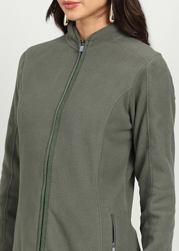 Image of Alan Jones Clothing Women's Standing Collar Zipper Fleece Standard Length Jacket