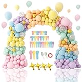PERPAOL 146pcs Easter Pastel Rainbow Balloon Arch Garland Kit Macaron Unicorn Spring Globos Para Decoracion with Star Foil Balloon for Baby Shower Birthday Anniversary Mermaid Party Graduation