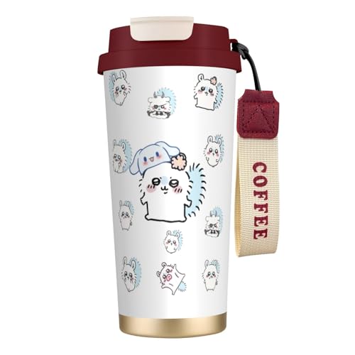 ステンレスカップ ちいかわ モモンガ コーヒーカップ 車用タンブラー 保冷保温 真空断熱 500ml 蓋付き ストロー付き 大容量 水筒 マグボトル 車用コップ かわいい ギフト対応 誕生日プレゼント 持ち運び便利 男女兼用 家庭用 オフィス