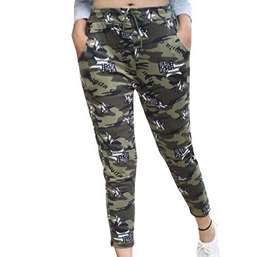 Image of Trusha Dresses Women's Slim Fit Multicolour Army Print Track Pants /Joggers /Trouser (Size 28 inch to 32 inch Inches , Green , XL )