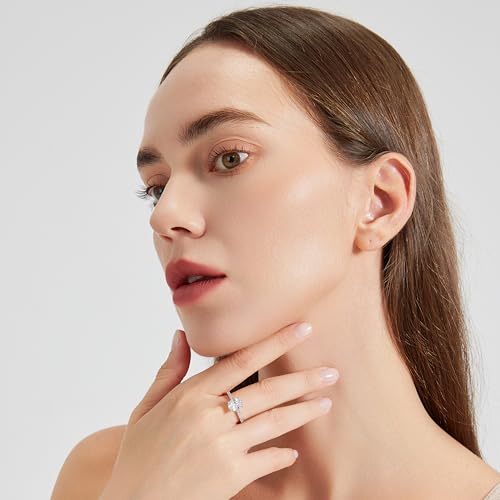 925 Sterling Silver Engagement Rings for Women Oval Cut Cubic Zirconia Wedding Promise Rings for Her Size 4-12.54