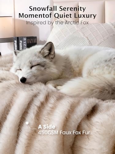 Image of Bearhug Heated Blanket Queen Size, 84 inchx90 inch Dual Control Luxury Faux Fur Electric Blanket with 10 Heat Levels & 9H Auto Off, 450GSM Ultra Plush Shaggy Bed Warmer for Couples, ETL Certified, Gift Box