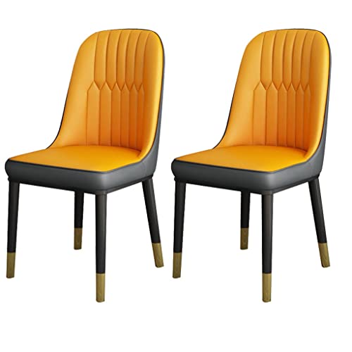 Juego de 2 sillas de comedor modernas de piel sintética, asiento suave con respaldo alto, sillas laterales tapizadas impermeables con patas de metal resistentes para muebles de sala de estar y comedor