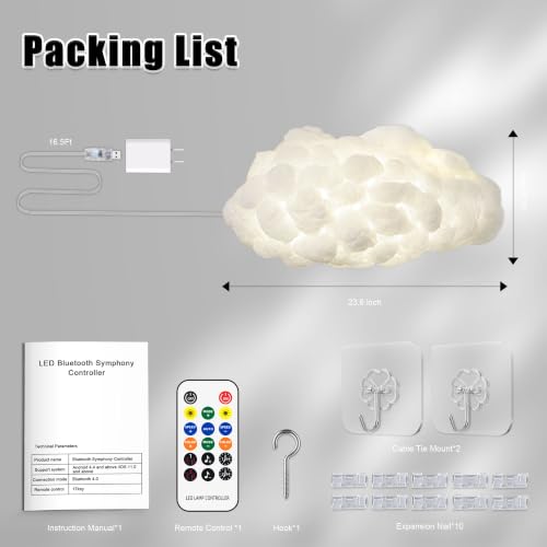 Image of Cloud LED Lights for Bedroom - Aesthetic Mood Light with Music Sync App Control Wall Light, 3D Ceiling Lamp Color Changing Strip Lights for Kids Room Decorations