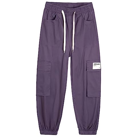 ALXHUTE Girls' Cargo Trousers with Elastic Band Cover