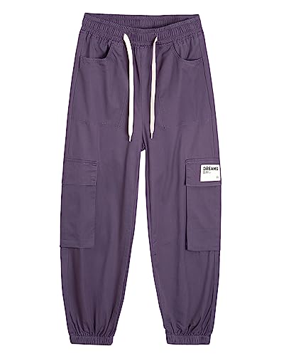Pantalon cargo droit fille violet 130cm élastique mode enfant