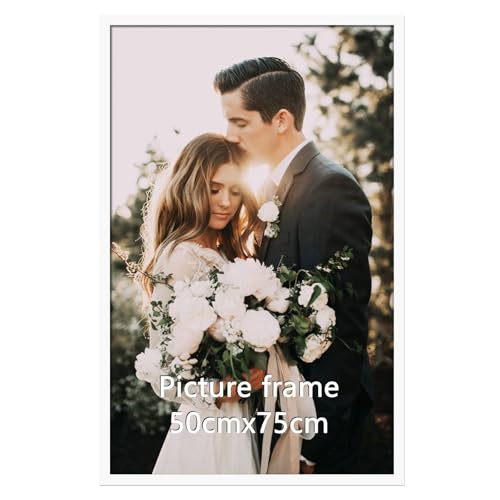 Giftgarden Weiß Bilderrahmen 50x75 cm - Aluminium Rahmen für Fotos Puzzles und Poster - Großer Fotorahmen für Wohnzimmer Schlafzimmer Arbeitszimmer