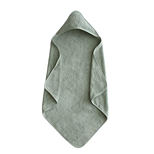 Image of mushie Baby Hooded Towel | Organic Cotton (Moss)