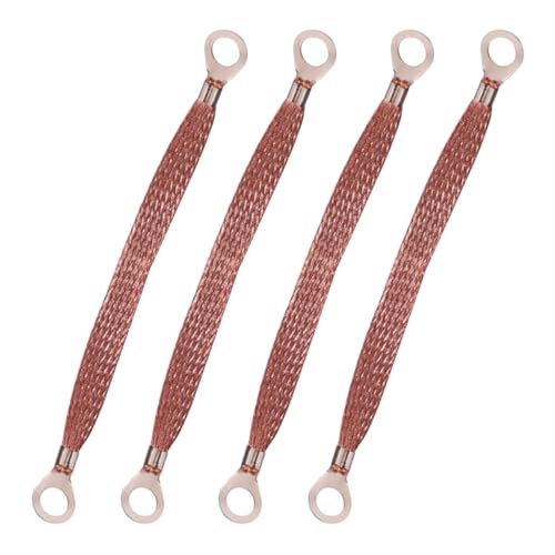 ZIMISI Universal Automotive Ground Straps 12 x 0.5 Grounding Strap with Ring Terminals Flat Braided Copper Car Engine Ground Strap Vehicle Ground Wire Kit for Most Cars (4PCS)