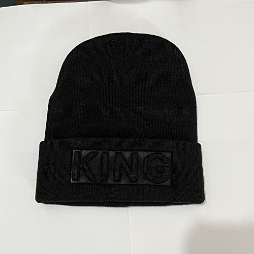 Miuniko 2Pcs Fashion King And Queen Skullies Hood Winter Warm Caps Sport Beanie Hats For Couples (Black) #TOP1