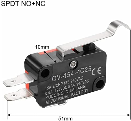 Bouton-poussoir à bascule V-154-1C25 avec capacité de commutation 15A 250V
