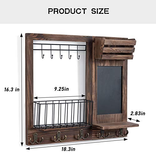 Dhmkfly YJJ01 Key Holder For Wall, Mail Organizer Wall Mount With 5 Hooks And Shelf, Wall Decorative With 5 Double Hooks And Chalkboard thumb #2