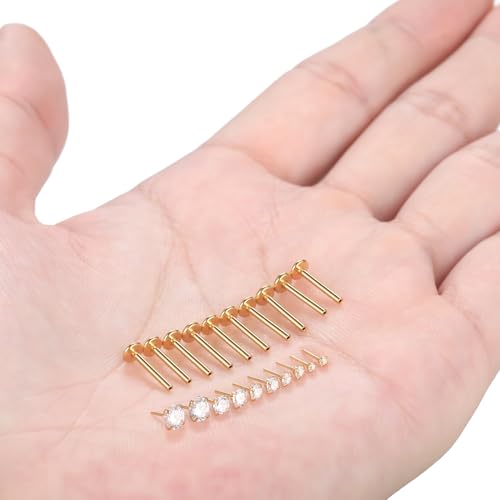Image of Oveta Threadless Nose Stud Stainless Steel 20G 18G 16G Threadless Flat Back Tragus Earrings Labret Medusa Monroe Ashely Lip Piercing Jewerly Gold