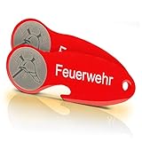 Einkaufswagenlöser Code24 Feuerwehr F2 / Schlüsselanhänger Einkaufschip mit Schlüsselfundservice/Abziehbarer Einkaufswagenchip Metall, Chip Einkaufswagen, Key Finder / 2 Stück