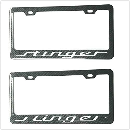Qptimum Stinger Racing Stainless-Steel License Plate Frame Cover Carbon Fiber (2)