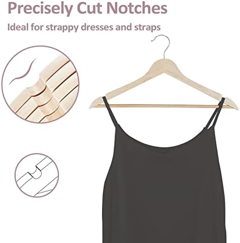 ROSOS Wooden Hangers, 20 Pack Solid Strong Coat Hangers with Smooth Finish & 360 Swivel Chrome Hook, Slim Lightweight Clothes Hangers for Closet, Natural