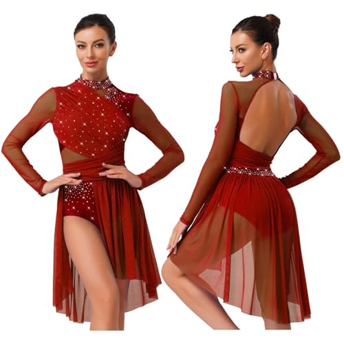 Robe de patinage artistique extensible sans frottement pour femme