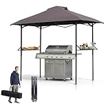 LEADZM Grillpavillon Faltbar,255x150x240 cm,Faltpavillon Robuster Metallrahmen,Mit Belüftung,Wetterfest,Wasserdicht,Sonnenschutz,Windfest,für Garten BBQ, Grillparty,Outdoor-Treffen,Anthrazit