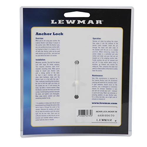 Lewmar Boat Anchor Lock For Anchors Up To 55 Lbs, Stainless Steel, For 3/8" Chains Or Shackles, Fits Bow Rollers On Boats 20-50', 1/4" Diameter Captive Pin #TOP5