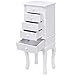 Giantex Jewelry Cabinet Armoire with 5 Drawers, Storage Chest with Bottom Drawer, Side Swing Doors, Removable Organizer, Standing Jewelry Armoires with Flip Top Mirror (White)