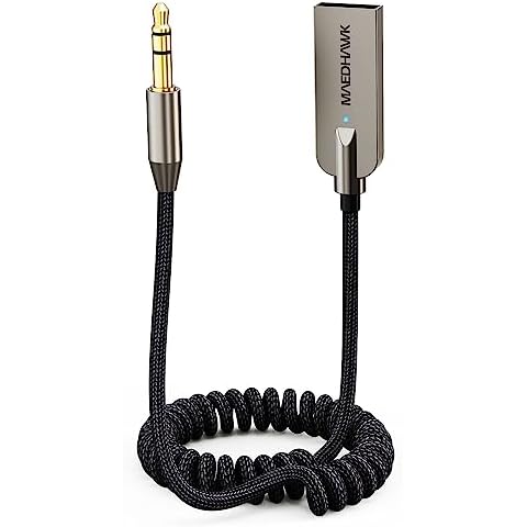 MaedHawk BTR005 Bluetooth 5.0 Receiver Bundle with BT500 5.3 Bluetooth Aux Adapter for Car Home Stereo Speakers Headphones Cover