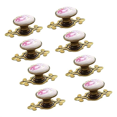 EBETA 10er Schubladenknopf Vintage Schrankknöpfe Möbelknopf Schrankgriffe Türknöpfe Knauf für Schrank, Schublade, aus Keramik (Bronz-Tulpe)