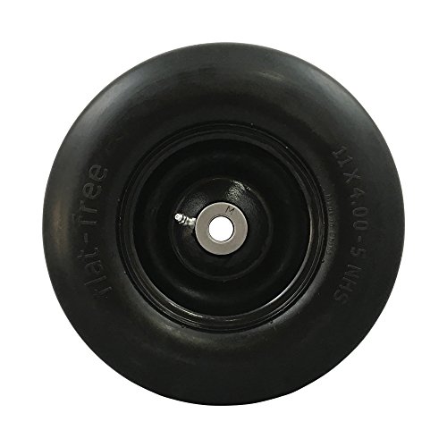 MARASTAR 00232 Universal Fit Flat Free 11 x4.00-5 Lawnmower Tire Assembly, 3.4" Centered Hub, 3/4" Bushing - Thumbnail 4