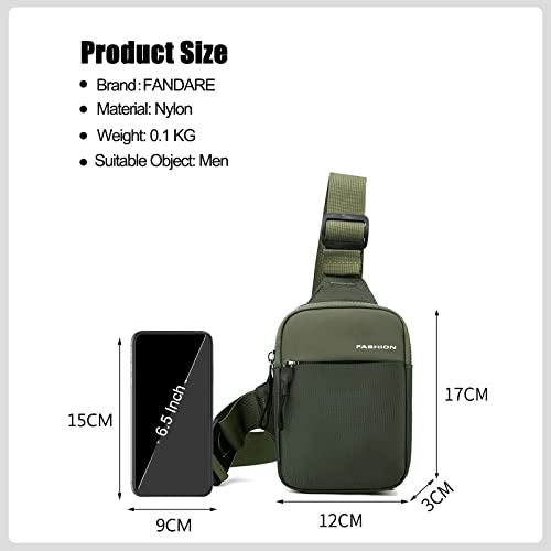 FANDARE Ultralight Sling Bags Chest Pack Crossbody Bags One Strap Rucksack Shoulder Bag for Men Sling Backpack Travel Hiking Sport Gym Daypacks Waterproof Nylon Green - Image 3