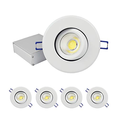 OSTWIN 4 Inch Gimbal LED Recessed Light with Junction Box, IC Rated, Airtight, Dimmable Canless Downlight, 7W (35W Replacement), 455 Lm, 5000K (Daylight), Energy Star, ETL Listed (4 Pack)