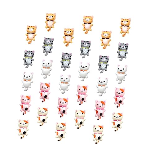 CIMAXIC 50 Por Accesorios De Resina Para Gatos Adornos De Gato Chiquita Pegatinas Botones De Gato Encanto Del Teléfono De Animales Gato a Prueba De Escape Gatito Material De Resina