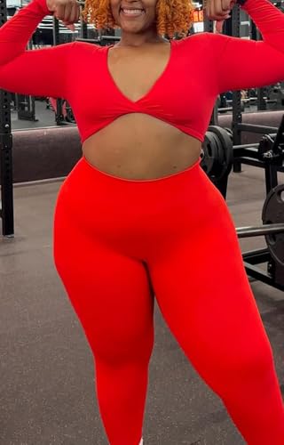 Image of Aoxjox Sienna Twist Deep V Training Women's Long Sleeve Crop Top