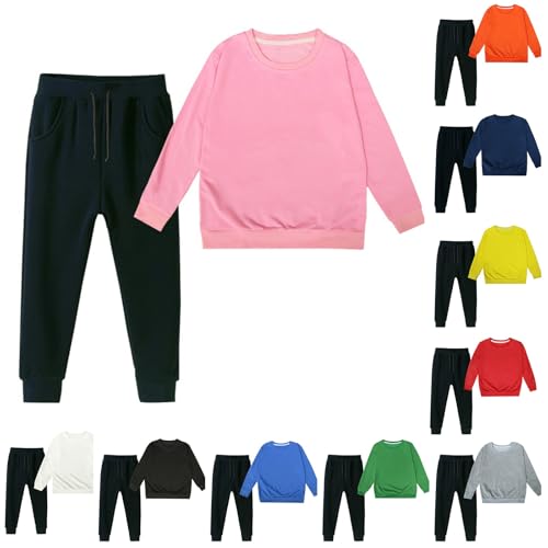 Toddler Boys Girls Solid Color Sweatshirt Set Child Unisex Long Sleeve Cotton Suit Kids Winter Warm Soft Outfit2