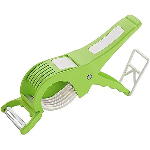 2 in 1 Vegetable and Fruit Cutter and Peeler Durable Veggie Slicer Chopper Extra 5 Blade Sharp Stainless Steel Veg Cutter with Peeler Chilly With Lock System Plastic Cover