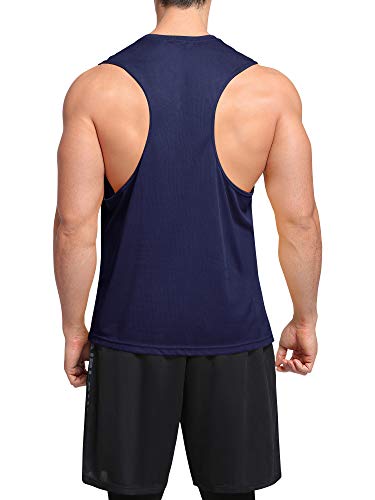 Image of NELEUS Men's Dry Fit Workout Running Muscle Tank Top, Navy, Small