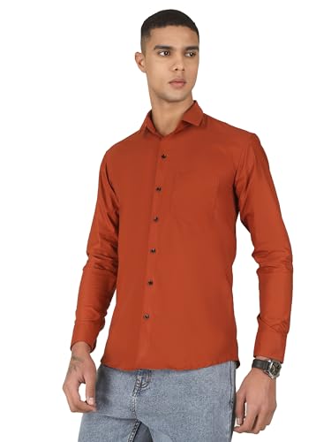 Image of Mens Cotton Lycra Full Sleeve Slim Fit Semi-Formal Shirt | Textured Pattern | Curved Hem