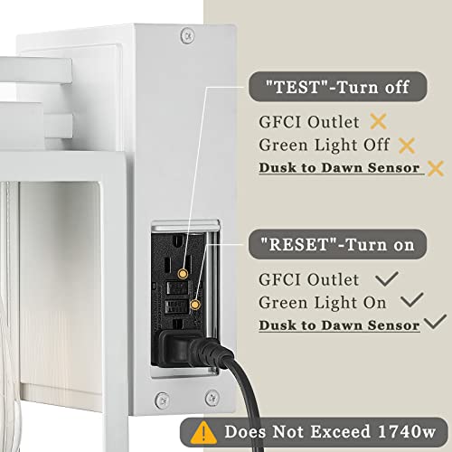 Zeyu Outdoor Wall Lighting With Dusk To Dawn Sensor, Exterior Wall Sconce With Built-In Gfci Outlet, Die-Cast Aluminum In White Finish, Clear Tempered Glass, Zw27Bs-P+G Wh #TOP2