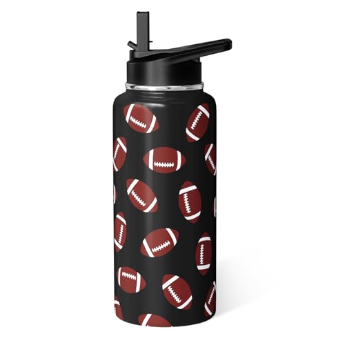Football Water Bottle 32oz Insulated Sports Water Bottles Football Gifts for Men Women Gift For Coach Fan Players Stuff Accessories for Boys Girls