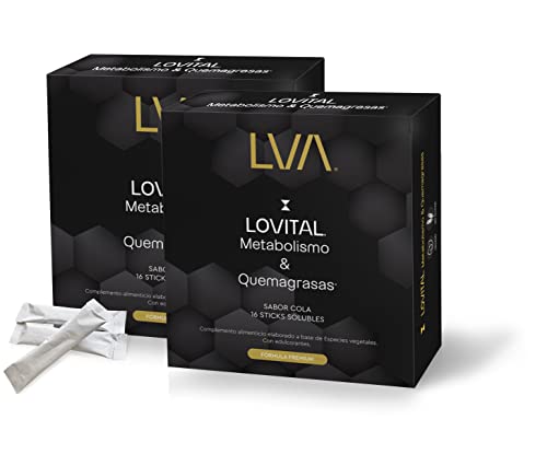 LOVITAL Pack TWIN Quemagrasas POTENTE Adelgazante | Perder Peso Rápido 1 mes + DIETA Sana | Elimina Grasa Abdominal Hombre y Mujer | 32 sticks uso diario