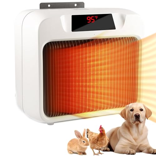 Dog House Heater, Outdoor Wall-Mounted Heater for Kennel, Cat Cage, Chicken Coop - 2-Level Temperature Adjustable, Anti-Bite Wires