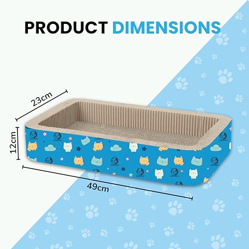 Image of Foodie Puppies Scratching Pad with Catnip for Cats and Kittens (Rectangle Crater 49 x 28 x 12 cm) | Corrugated Scratcher Cardboard for Cats, Kitten for Furniture Protection, Durable Texture Design