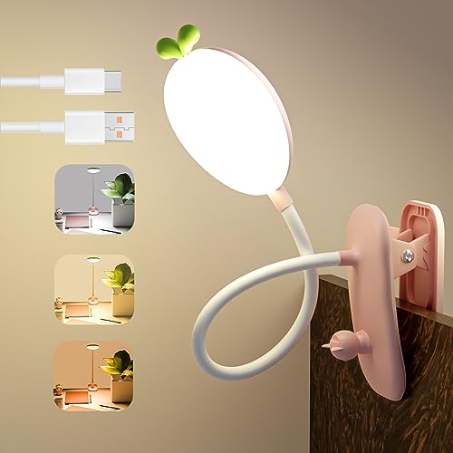 QJUZO Lampe à Pince pour lit Enfant, Lampe de Lecture LED Rechargeable pour lire au lit, 360° Flexible lampe Chevet Pince Dimmable Tactile liseuse, 2400Mah,...